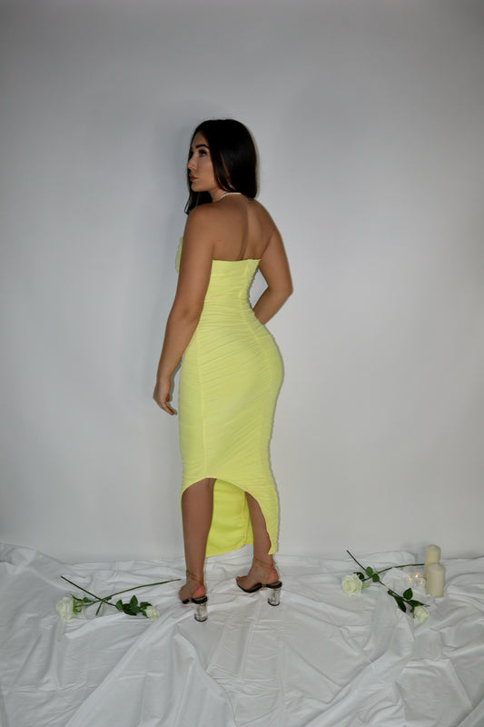 Yellow Ruched Maxi Dress