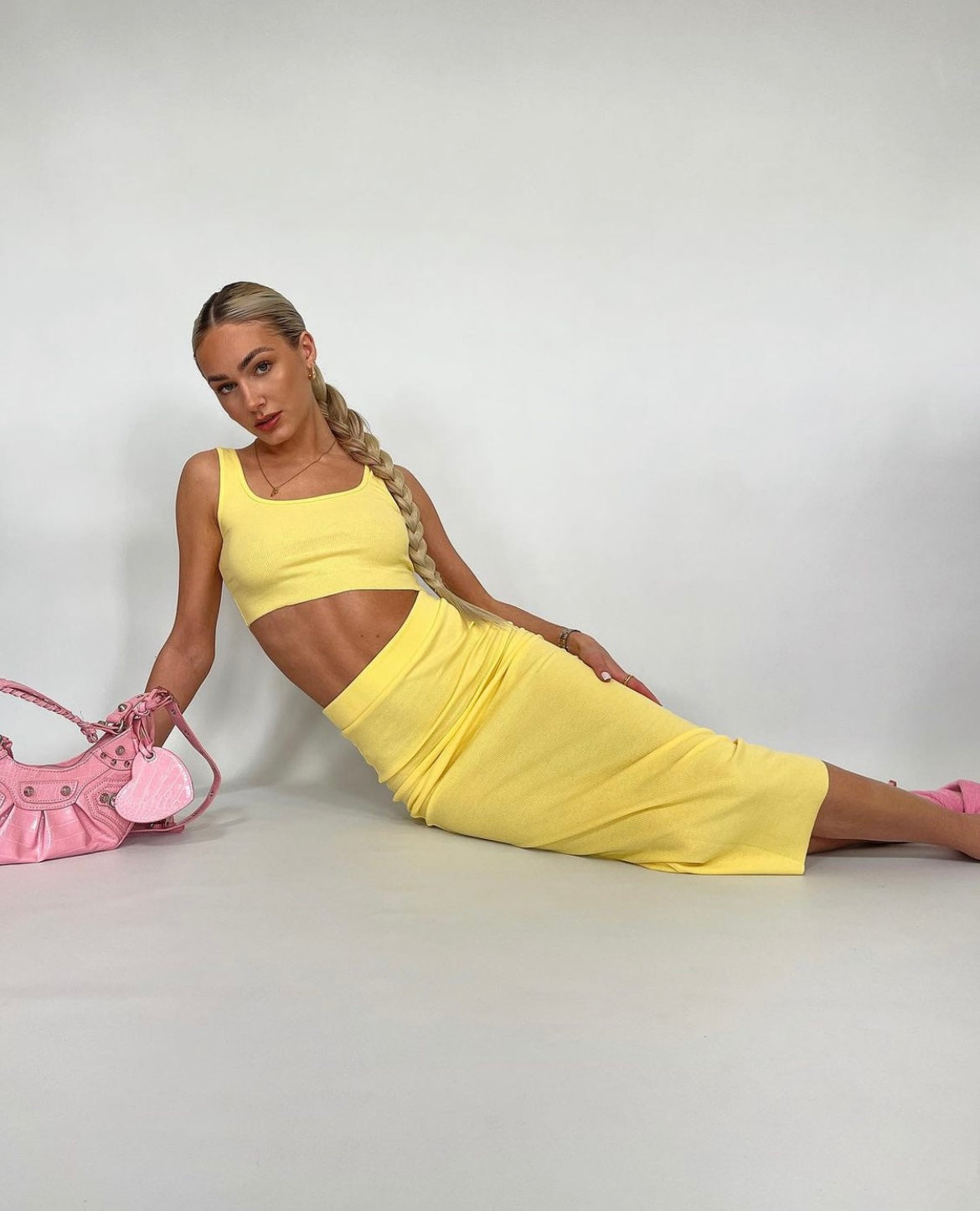 Yellow Midi Skirt Co Ord